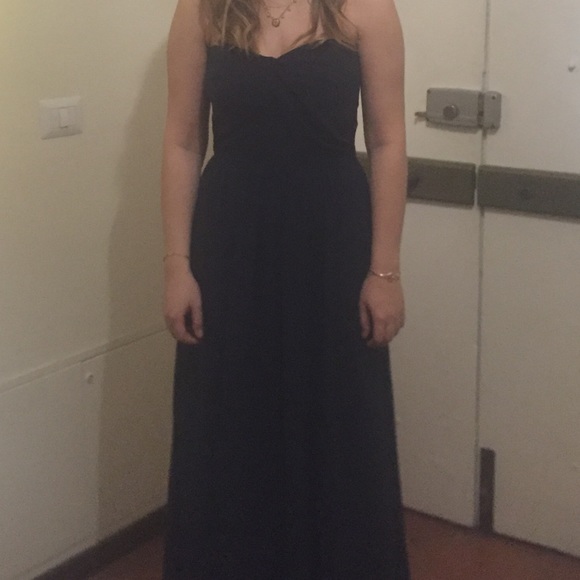 Strapless chiffon navy bridesmaids/prom GOWN - Picture 5 of 7